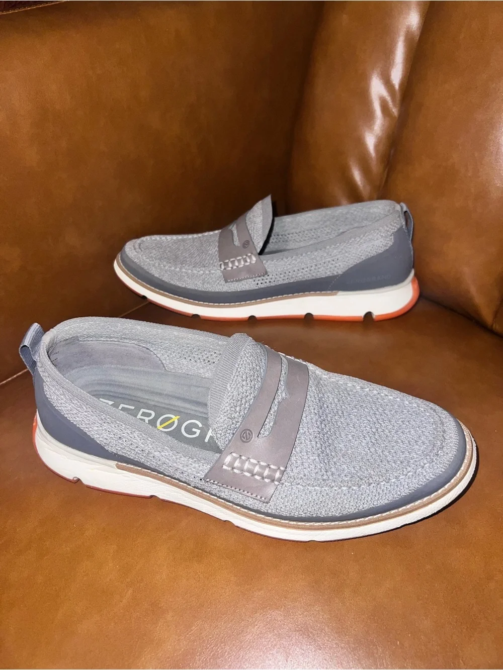 Cole Haan 4.ZERØGRAND Stitchlite Loafers gray leather penny strap men’s size 9M